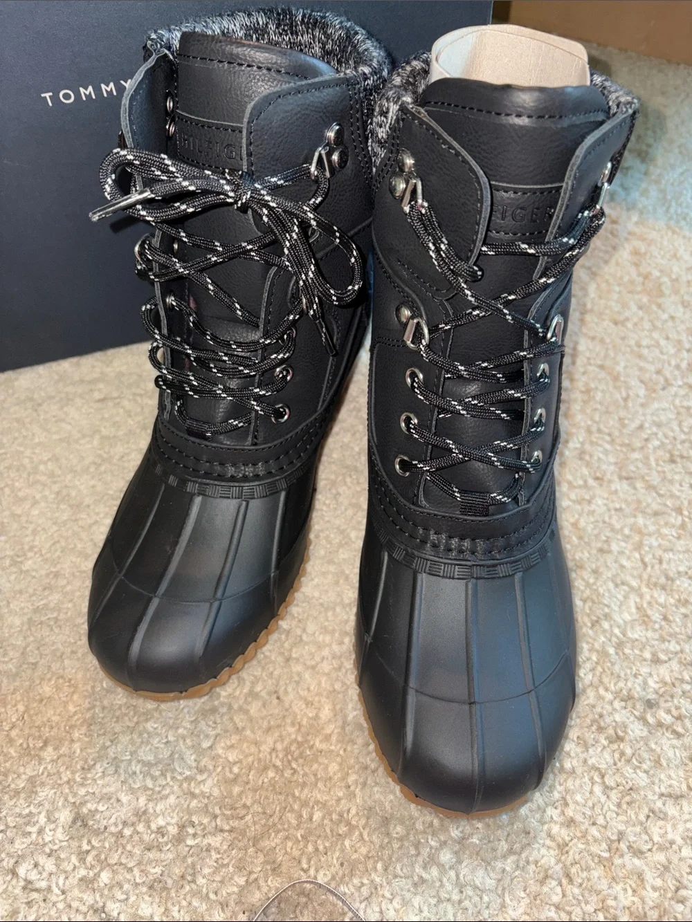 Tommy Hilfiger Black Rainah Duck Lace-Up Boots
